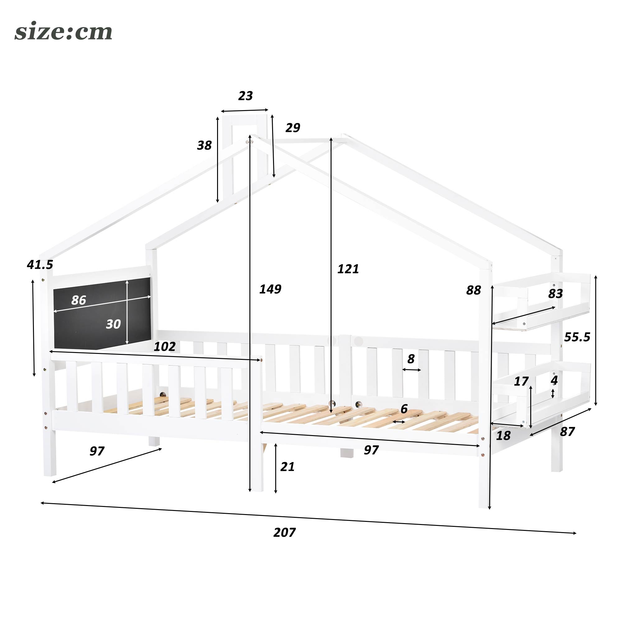 Bett 90x200 mit Lattenrost und Schublade Kinder Bett Jugendbett MassivholzBett mit Kopfteil Einzelbett Bettgestell （Weiß）